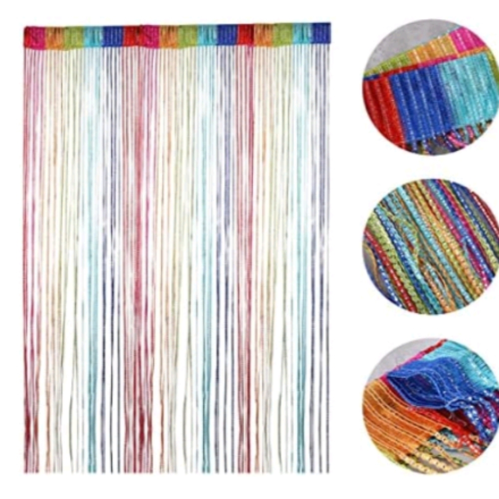 NWOT Set of 2 multi-color string curtain panels